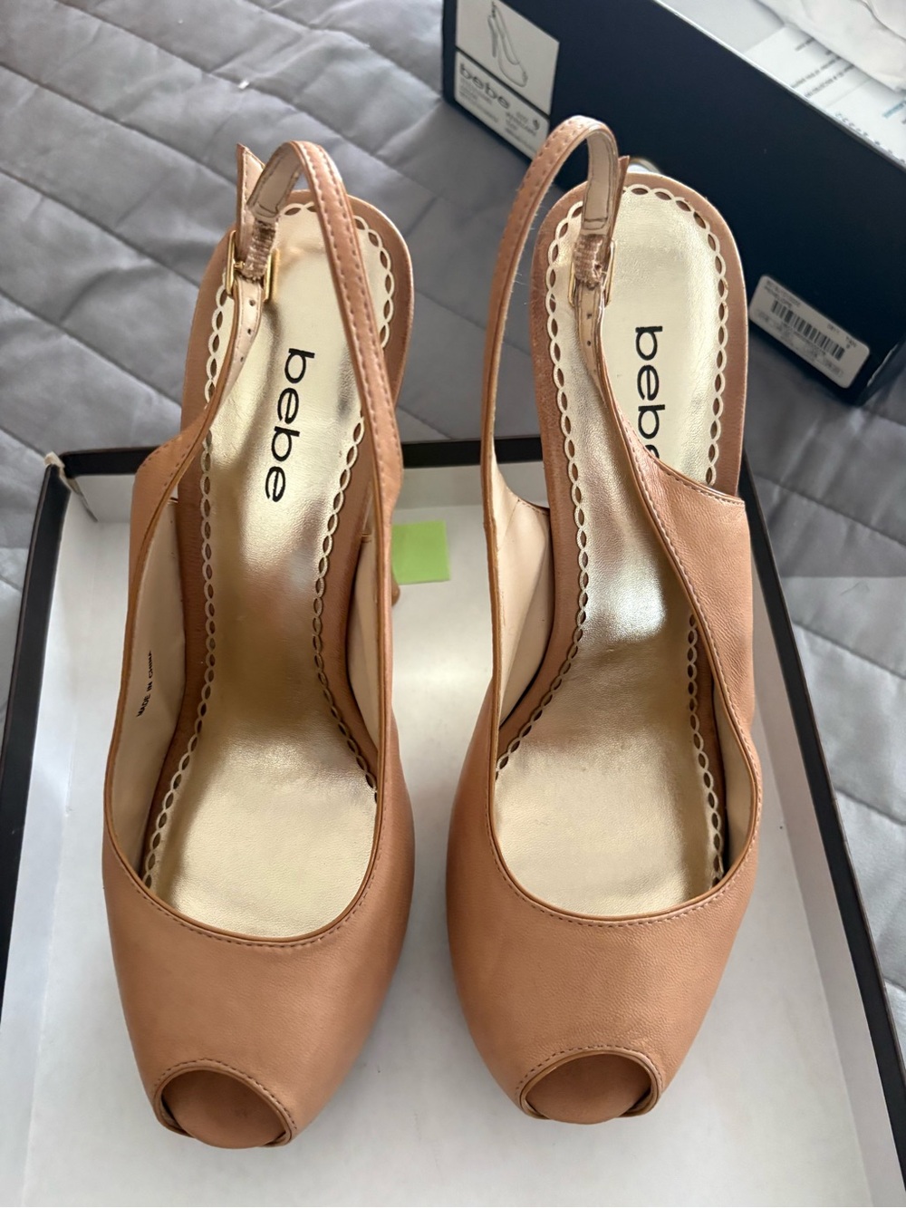 bebe Women's Nude Peep-Toe Slingback Heels
